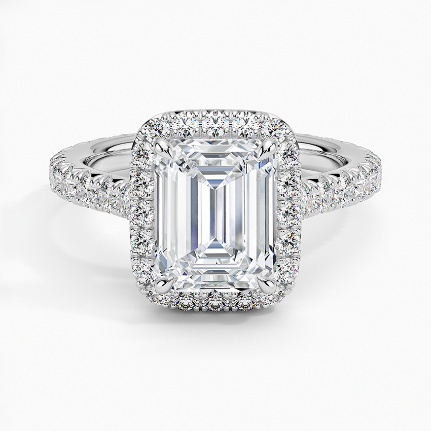 2.80 Karat  Emerald Halo Tasarım Tektaş Laboratuvar Pırlanta Yüzük  18k -Ornara - Bold Diamonds