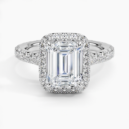 2.80 Karat  Emerald Halo Tasarım Tektaş Laboratuvar Pırlanta Yüzük  18k -Ornara - Bold Diamonds