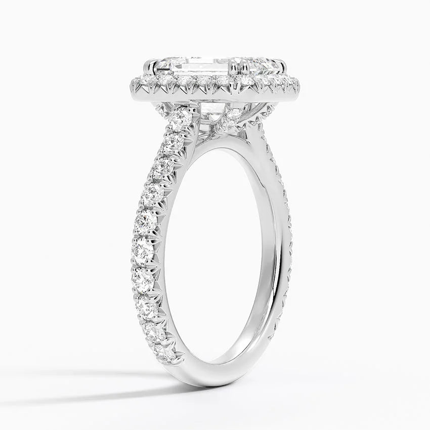 2,80 Karat Emerald Halo Tasarım Tektaş Laboratuvar Pırlanta Yüzük 18K- Stellara - Bold Diamonds