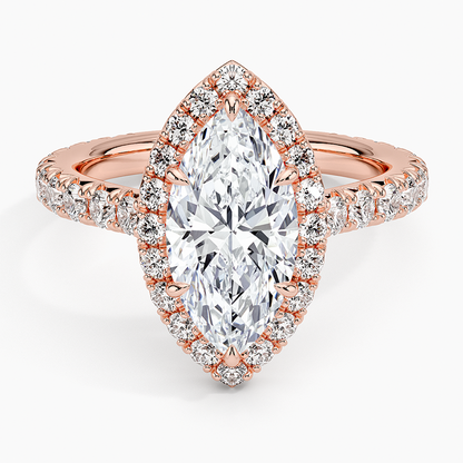 2.80 Karat  Marquise Halo Tasarım Tektaş Laboratuvar Pırlanta Yüzük  18k -Ornara - Bold Diamonds