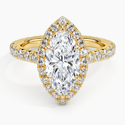 2.80 Karat  Marquise Halo Tasarım Tektaş Laboratuvar Pırlanta Yüzük  18k -Ornara - Bold Diamonds