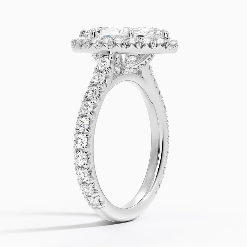 2,80 Karat Marquise Halo Tasarım Tektaş Laboratuvar Pırlanta Yüzük 18K - Stellara - Bold Diamonds