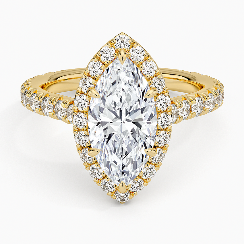 2,80 Karat Marquise Halo Tasarım Tektaş Laboratuvar Pırlanta Yüzük 18K - Stellara - Bold Diamonds