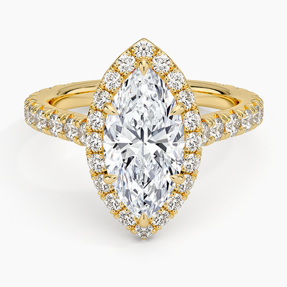 2,80 Karat Marquise Halo Tasarım Tektaş Laboratuvar Pırlanta Yüzük 18K - Stellara - Bold Diamonds