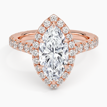 2,80 Karat Marquise Halo Tasarım Tektaş Laboratuvar Pırlanta Yüzük 18K - Stellara - Bold Diamonds