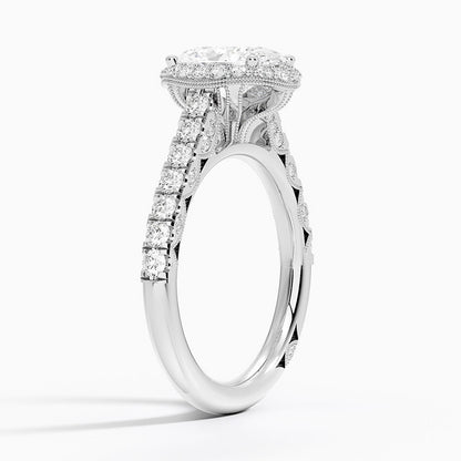 2.80 Karat Oval Halo Tasarım Tektaş Laboratuvar Pırlanta Yüzük  18K -Lumora - Bold Diamonds