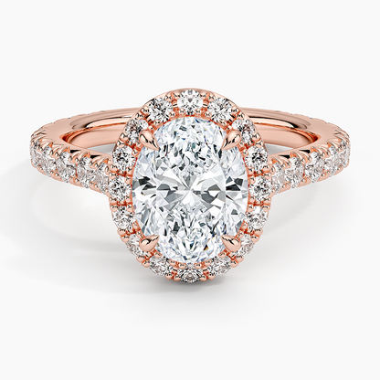 2.80 Karat  Oval Halo Tasarım Tektaş Laboratuvar Pırlanta Yüzük  18k -Ornara - Bold Diamonds