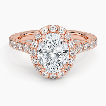 2,80 Karat Oval Halo Tasarım Tektaş Laboratuvar Pırlanta Yüzük 18K - Stellara - Bold Diamonds