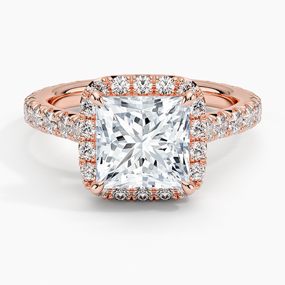 2.80 Karat  Prenses Halo Tasarım Tektaş Laboratuvar Pırlanta Yüzük  18k -Ornara - Bold Diamonds