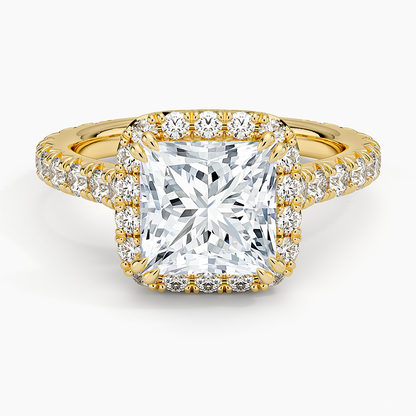 2,80 Karat Prenses Halo Tasarım Tektaş Laboratuvar Pırlanta Yüzük 18K - Stellara - Bold Diamonds