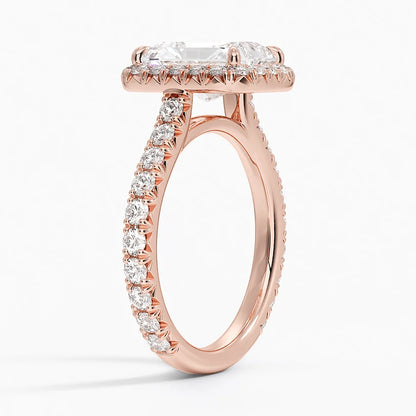 2.80 Karat  Radiant Halo Tasarım Tektaş Laboratuvar Pırlanta Yüzük  18k -Ornara - Bold Diamonds