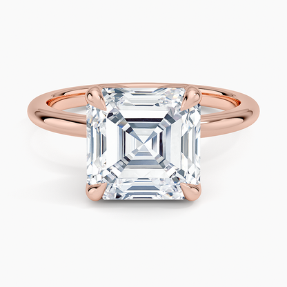 4.00 Karat F-VS Asscher Tektaş Laboratuvar Pırlanta Yüzük 18K - Bold Diamonds