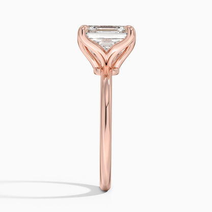 4.00 Karat F-VS Asscher Tektaş Laboratuvar Pırlanta Yüzük 18K - Bold Diamonds