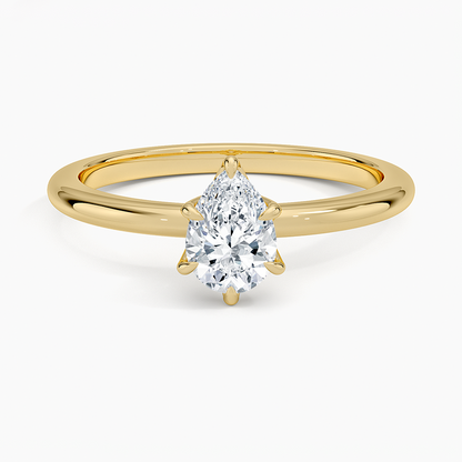 Altı Tırnak 0.50 Karat F-VS Damla Tektaş Laboratuvar Pırlanta Yüzük 18K - Bold Diamonds