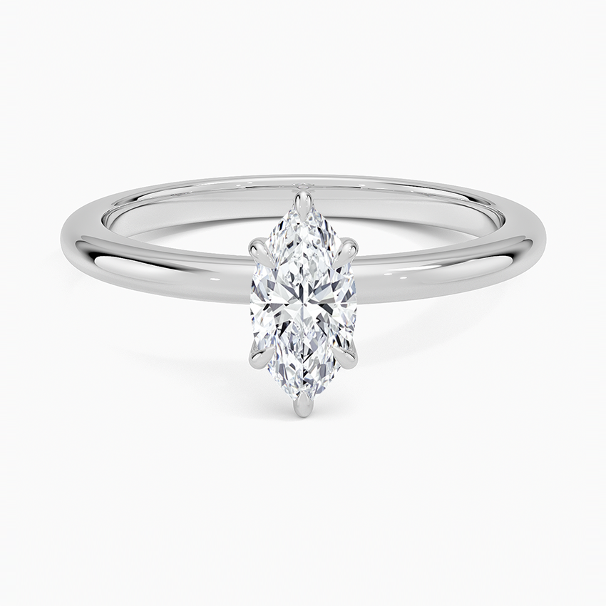 Altı Tırnak 0.50 Karat F-VS Markiz Tektaş Laboratuvar Pırlanta Yüzük 18K - Bold Diamonds