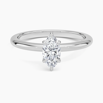 Altı Tırnak 0.50 Karat F-VS Markiz Tektaş Laboratuvar Pırlanta Yüzük 18K - Bold Diamonds