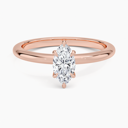 Altı Tırnak 0.50 Karat F-VS Markiz Tektaş Laboratuvar Pırlanta Yüzük 18K - Bold Diamonds