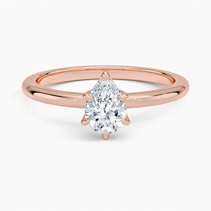 Altı Tırnak 0.50 Karat F-VS Damla Tektaş Laboratuvar Pırlanta Yüzük 18K - Bold Diamonds