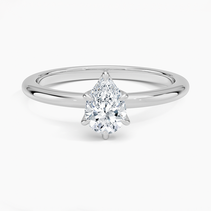 Altı Tırnak 0.50 Karat F-VS Damla Tektaş Laboratuvar Pırlanta Yüzük 18K - Bold Diamonds