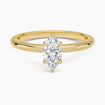 Altı Tırnak 0.50 Karat F-VS Markiz Tektaş Laboratuvar Pırlanta Yüzük 18K - Bold Diamonds