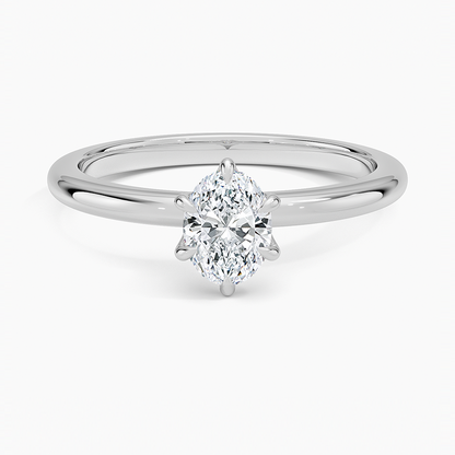 Altı Tırnak 0.50 Karat F-VS Oval Tektaş Laboratuvar Pırlanta Yüzük 18K - Bold Diamonds