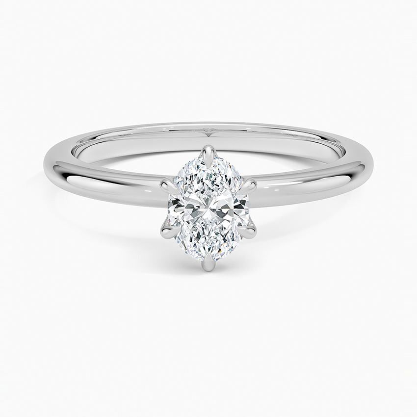 Altı Tırnak 0.50 Karat F-VS Oval Tektaş Laboratuvar Pırlanta Yüzük 18K - Bold Diamonds