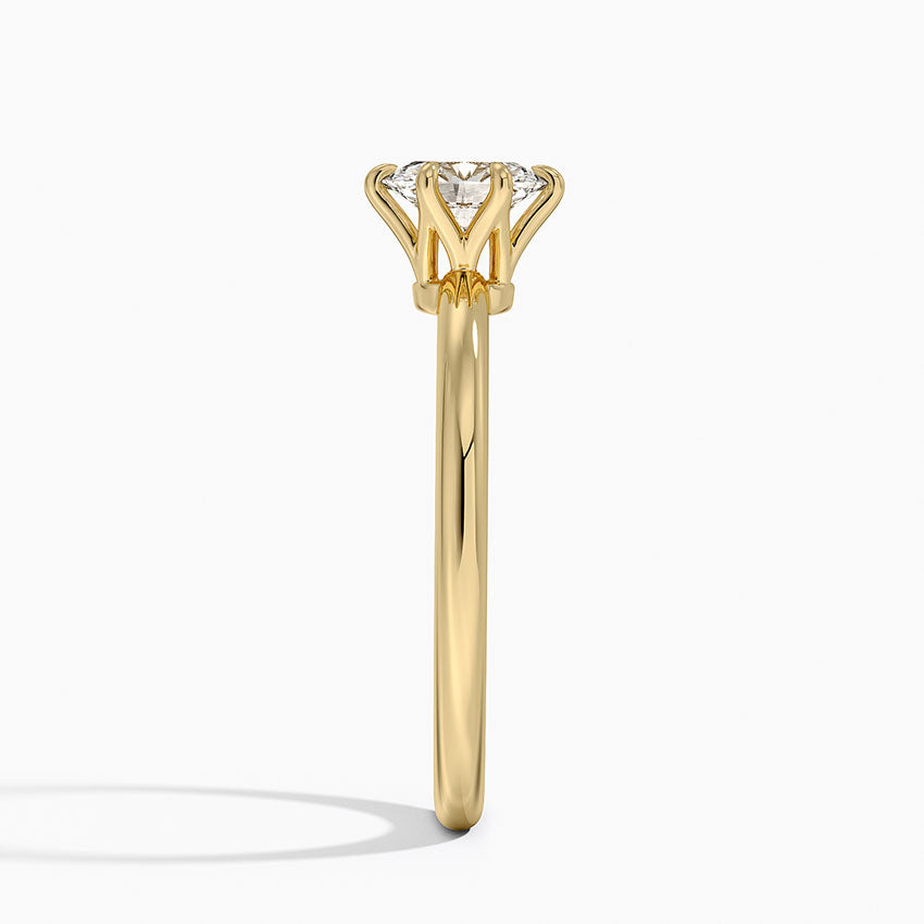Altı Tırnak 0.50 Karat F-VS Oval Tektaş Laboratuvar Pırlanta Yüzük 18K - Bold Diamonds