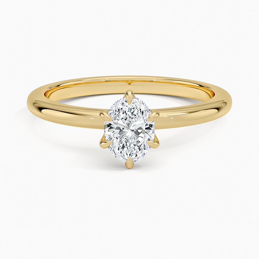 Altı Tırnak 0.50 Karat F-VS Oval Tektaş Laboratuvar Pırlanta Yüzük 18K - Bold Diamonds