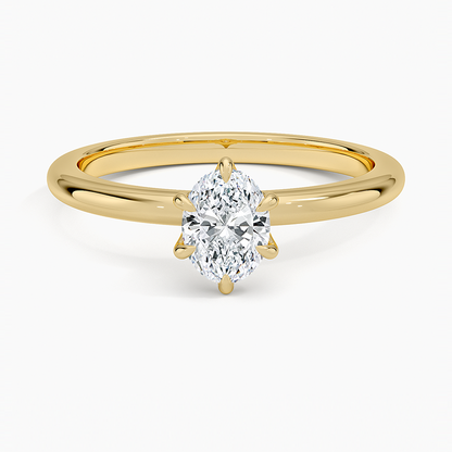 Altı Tırnak 0.50 Karat F-VS Oval Tektaş Laboratuvar Pırlanta Yüzük 18K - Bold Diamonds