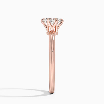 Altı Tırnak 0.50 Karat F-VS Oval Tektaş Laboratuvar Pırlanta Yüzük 18K - Bold Diamonds