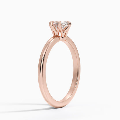 Altı Tırnak 0.50 Karat F-VS Oval Tektaş Laboratuvar Pırlanta Yüzük 18K - Bold Diamonds