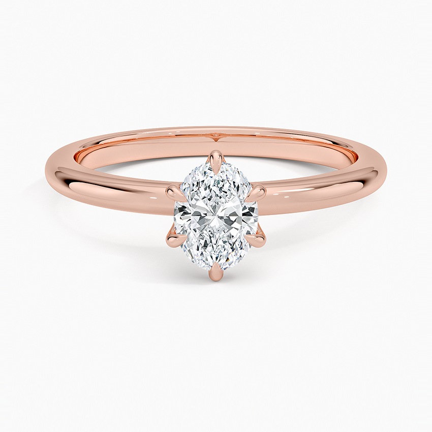 Altı Tırnak 0.50 Karat F-VS Oval Tektaş Laboratuvar Pırlanta Yüzük 18K - Bold Diamonds
