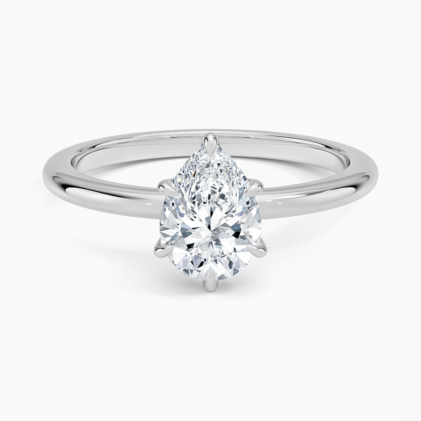 Altı Tırnak 1.00 Karat F-VS Damla Tektaş Laboratuvar Pırlanta Yüzük 18K - Bold Diamonds