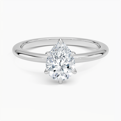 Altı Tırnak 1.00 Karat F-VS Damla Tektaş Laboratuvar Pırlanta Yüzük 18K - Bold Diamonds