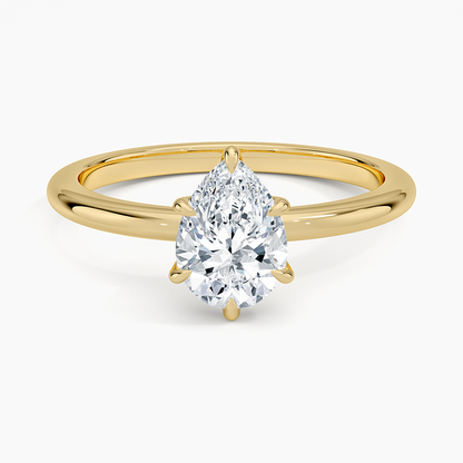 Altı Tırnak 1.00 Karat F-VS Damla Tektaş Laboratuvar Pırlanta Yüzük 18K - Bold Diamonds