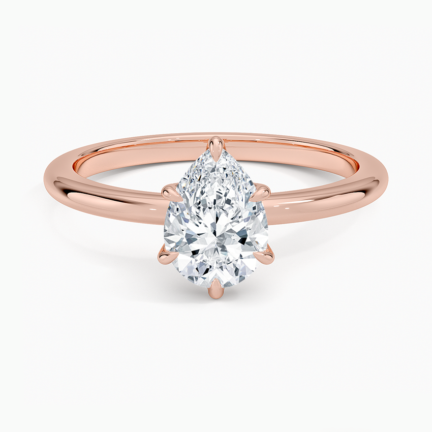 Altı Tırnak 1.00 Karat F-VS Damla Tektaş Laboratuvar Pırlanta Yüzük 18K - Bold Diamonds