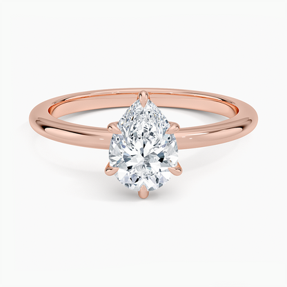 Altı Tırnak 1.00 Karat F-VS Damla Tektaş Laboratuvar Pırlanta Yüzük 18K - Bold Diamonds