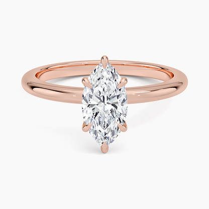 Altı Tırnak 1.00 Karat F-VS Markiz Tektaş Laboratuvar Pırlanta Yüzük 18K - Bold Diamonds