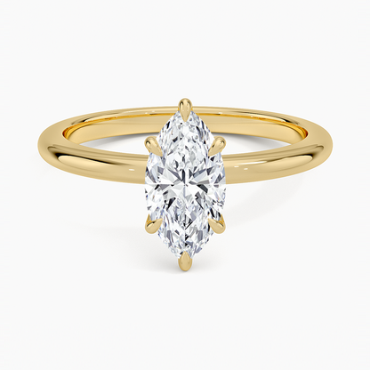 Altı Tırnak 1.00 Karat F-VS Markiz Tektaş Laboratuvar Pırlanta Yüzük 18K - Bold Diamonds
