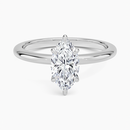Altı Tırnak 1.00 Karat F-VS Markiz Tektaş Laboratuvar Pırlanta Yüzük 18K - Bold Diamonds