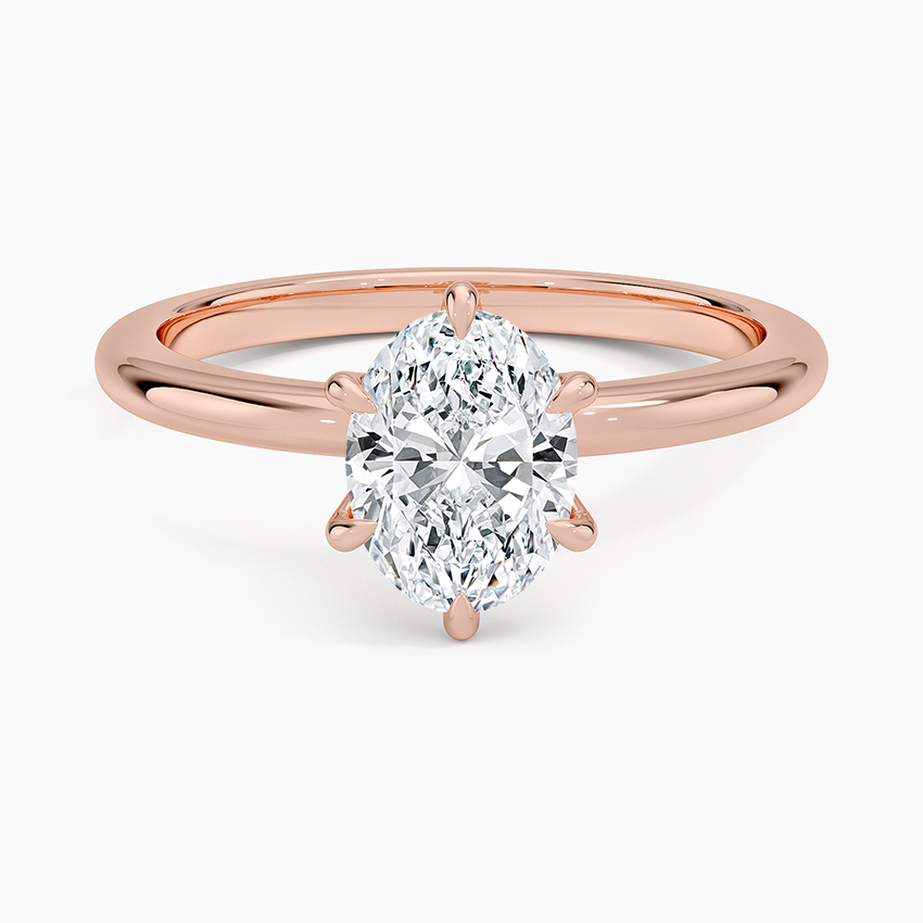 Altı Tırnak 1.00 Karat F-VS Oval Tektaş Laboratuvar Pırlanta Yüzük 18K - Bold Diamonds