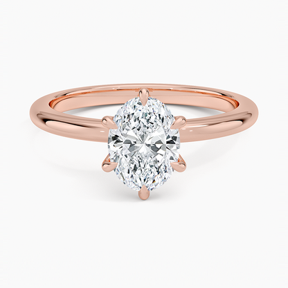 Altı Tırnak 1.00 Karat F-VS Oval Tektaş Laboratuvar Pırlanta Yüzük 18K - Bold Diamonds