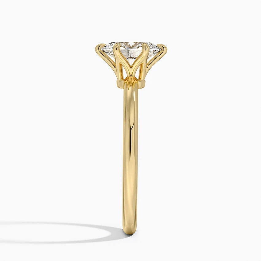 Altı Tırnak 1.00 Karat F-VS Oval Tektaş Laboratuvar Pırlanta Yüzük 18K - Bold Diamonds