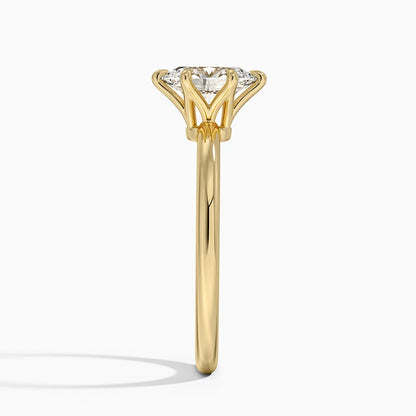 Altı Tırnak 1.00 Karat F-VS Oval Tektaş Laboratuvar Pırlanta Yüzük 18K - Bold Diamonds