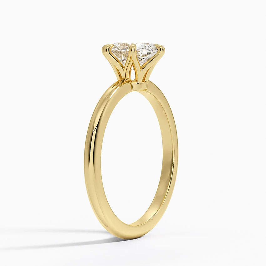 Altı Tırnak 1.00 Karat F-VS Oval Tektaş Laboratuvar Pırlanta Yüzük 18K - Bold Diamonds