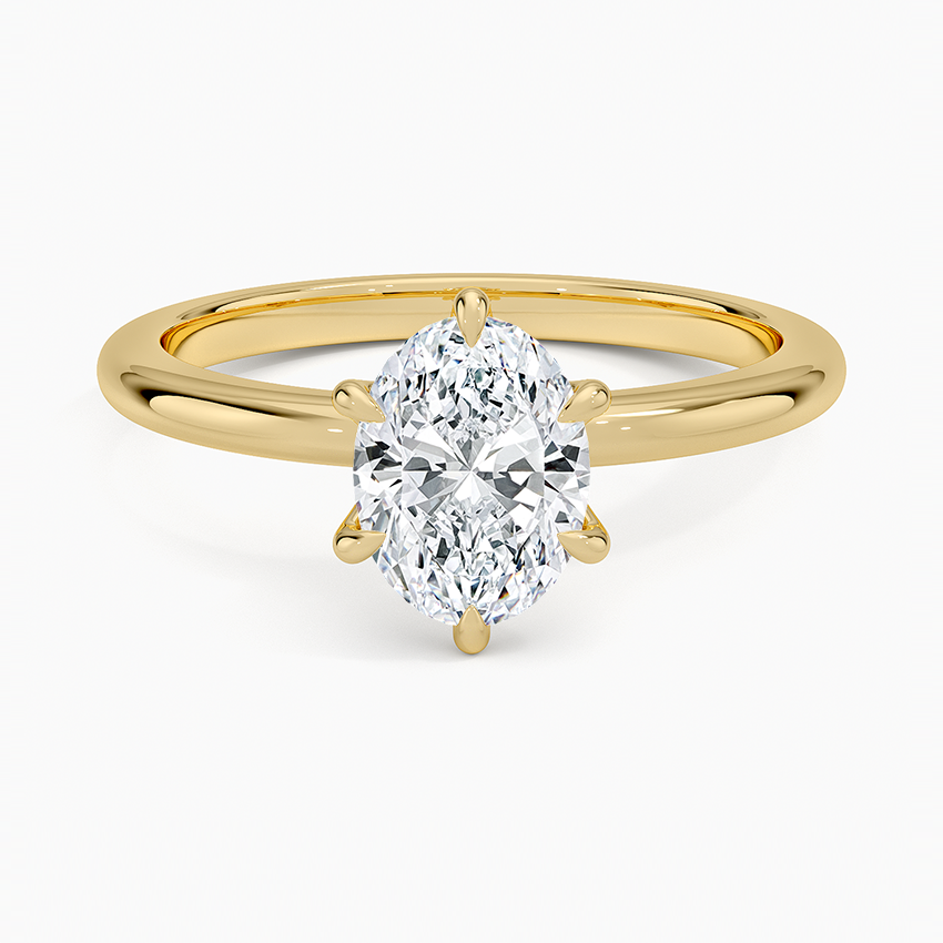 Altı Tırnak 1.00 Karat F-VS Oval Tektaş Laboratuvar Pırlanta Yüzük 18K - Bold Diamonds