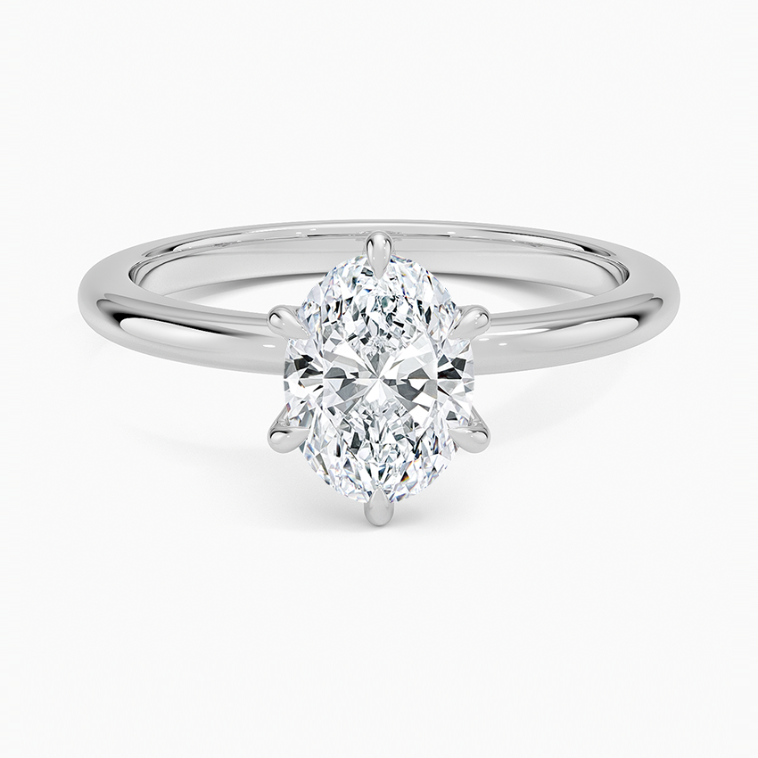 Altı Tırnak 1.00 Karat F-VS Oval Tektaş Laboratuvar Pırlanta Yüzük 18K - Bold Diamonds