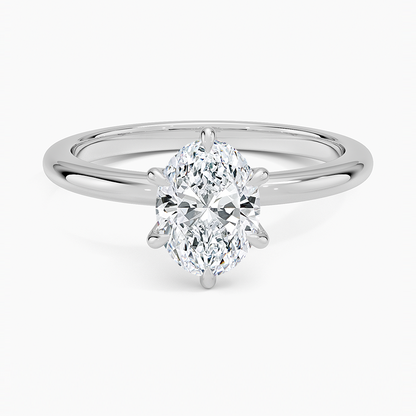 Altı Tırnak 1.00 Karat F-VS Oval Tektaş Laboratuvar Pırlanta Yüzük 18K - Bold Diamonds