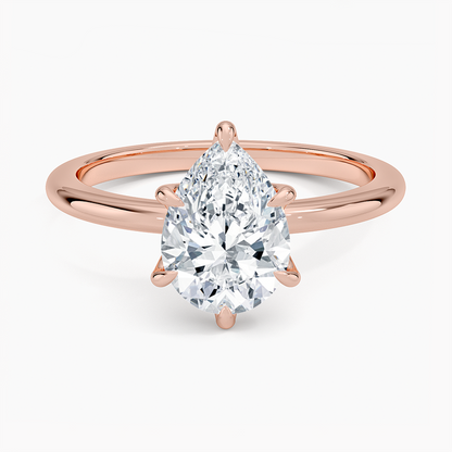 Altı Tırnak 1.50 Karat F-VS Damla Tektaş Laboratuvar Pırlanta Yüzük 18K - Bold Diamonds