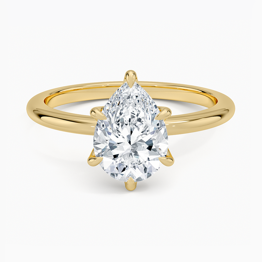 Altı Tırnak 1.50 Karat F-VS Damla Tektaş Laboratuvar Pırlanta Yüzük 18K - Bold Diamonds